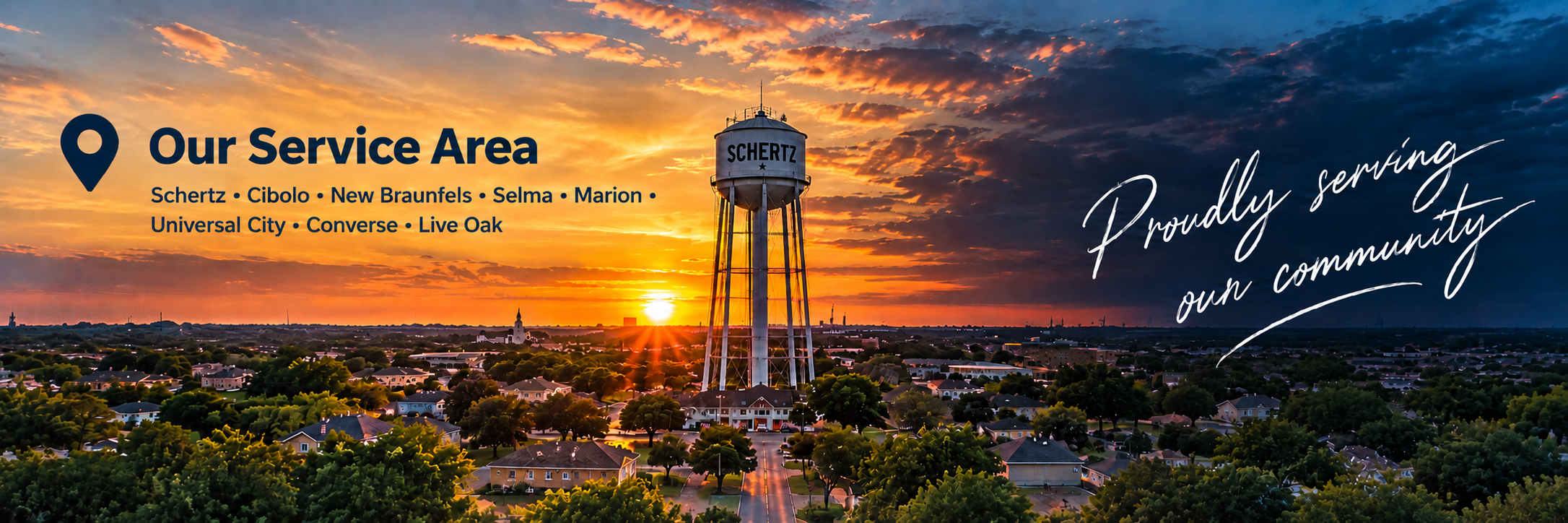 Schertz service area at sunset